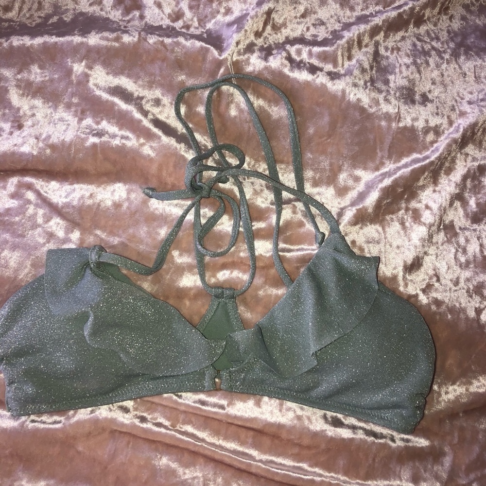 green sparkle bathing suit top